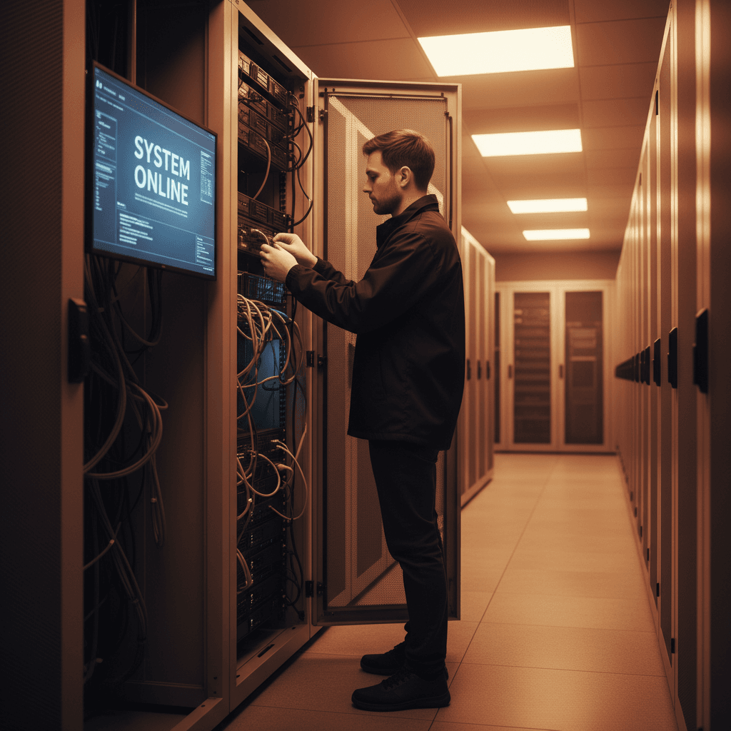 IT technician managing server infrastructure